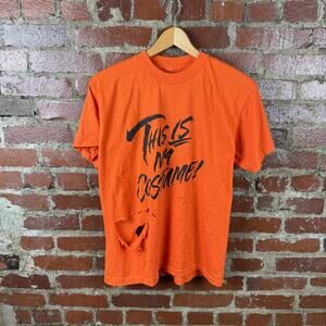 Vintage Hallmark Shirt Mens Medium Orange This Is My Costume Halloween 80s Tee